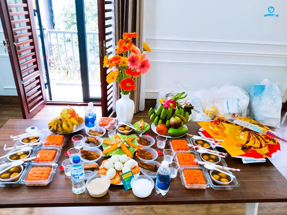 Mâm cơm cúng đầy tháng bé gái Mâm cơm cúng đầy tháng bé gái