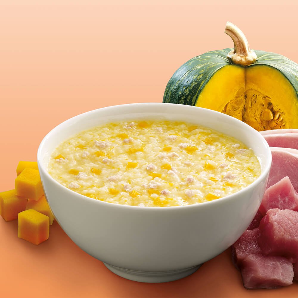 Cháo hạt sen với bí đỏ, thịt bò Cháo hạt sen với bí đỏ, thịt bò