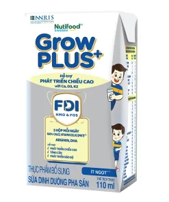 Nutifood - Vỉ 4 hộp sữa pha sẵn Grow Plus+ màu bạc cao lớn vượt trội 110ml